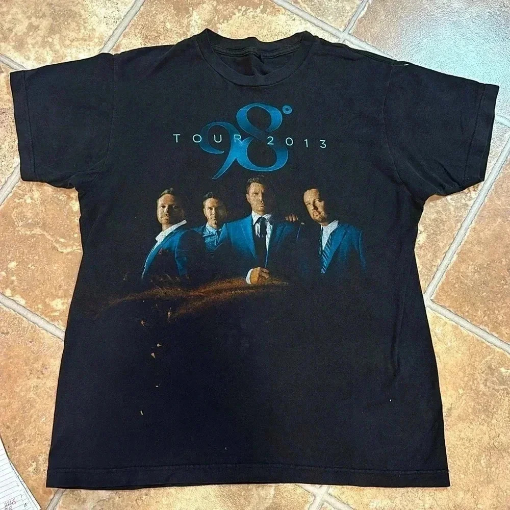 2013 98° Degrees Tour Black Concert T-Shirt Short Sleeve THE PACKAGE TOUR unisex